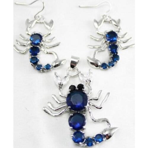 Free Shipping fashion crystal jewelry Jewellery blue Crystal Scorpion earrings &pendant