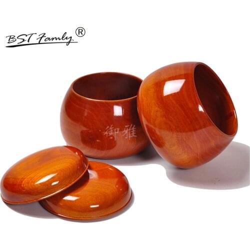 BSTFAMLY High-end Jujube Wooden Go Chess Jar 16*13.5cm Chinese Old Game of Go Weiqi Checkers Boxes For 19 Road 361 Pieces GC04
