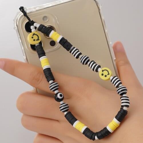 Phone Chain Beaded Strap Wrist Mobile Phone Lanyard LOVE Letter Vinly Heishi Chains Star Charm Jewelry 2021 Hot