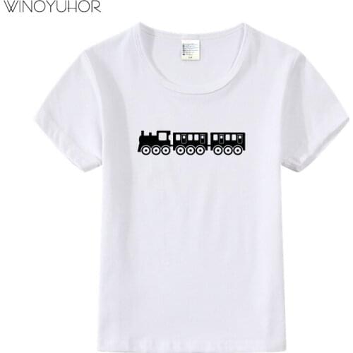 Cartoon Train T-shirt Cotton Boy Kids 2020 New Summer Short Sleeve O-neck Tops Children Girls Kindergarten Clothing