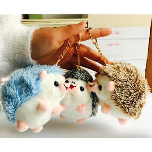 12CM Plush Hedgehog Toys Key Chain Ring Pendant Plush Toy Animal Stuffed Anime Car Fur Gifts For Women Girl Toys Doll
