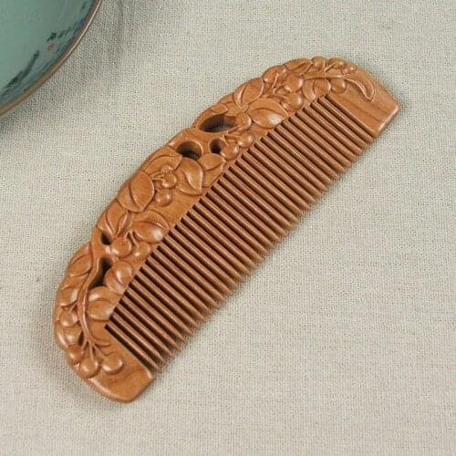 Pocket Wooden Comb Natural Green Sandalwood Super Narrow Tooth Wood Combs No Static Lice Beard Comb Hair Styling