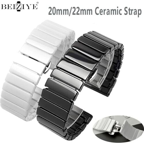 Ceramic Watch Strap For Samsung Galaxy Watch Active 2 40mm 44mm band 20mm Active 40mm Stainless Steel Ceramic Bracelet Strap