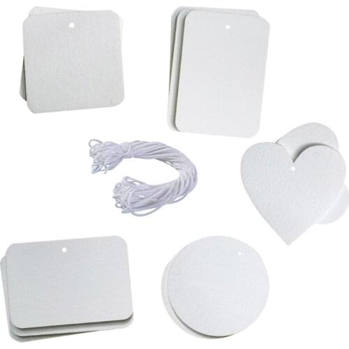 L5YD 60 Pcs Sublimation Air Freshener Blanks Car Scented Hanging Sheets Felt White Fragrant Sheets with 30m Rope