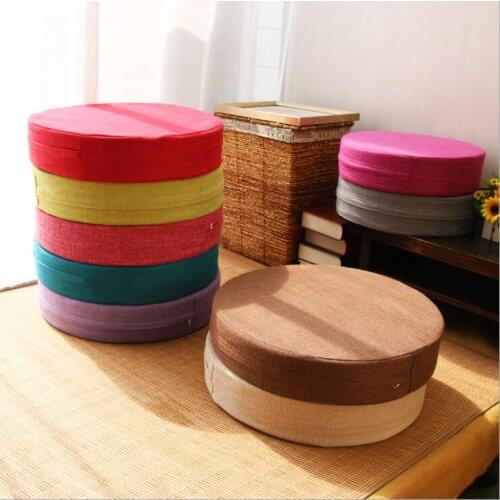1pcs Linen Japanese Large Floor Cushions Futon Meditation Cushion Thickening Circle Seat Tatami 40*40*10 cm