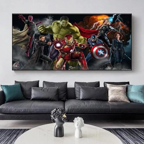 Marvel Superhero Comic Hulk Iron Man Spiderman Canvas Painting Posters and Prints Wall Art Picture for Living Room Decor
