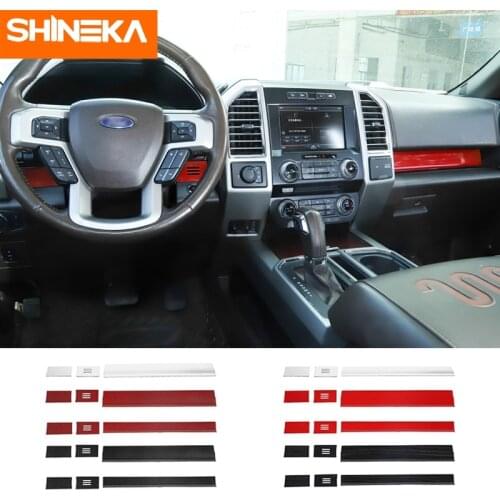 SHINEKA Interior Mouldings For Ford F150 2015+ Car Center Console Dashboard Trim Strips Decoration Stickers For Ford F150 2015