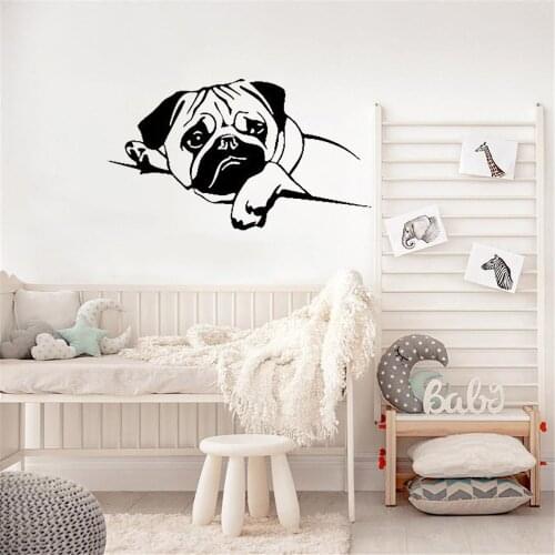 Puppy Pug Dog Wall Decals Pet Cute Animal Wall Sticker Home Decor For Living Room Interior Design Wall Art Vinyl DW8015