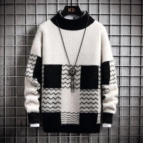 2021 New Fall Winter Mink Cashmere Sweater Men Turtleneck Male Knitwear Thick Warm Mens Knit Pullovers Top Quality Mens Sweaters