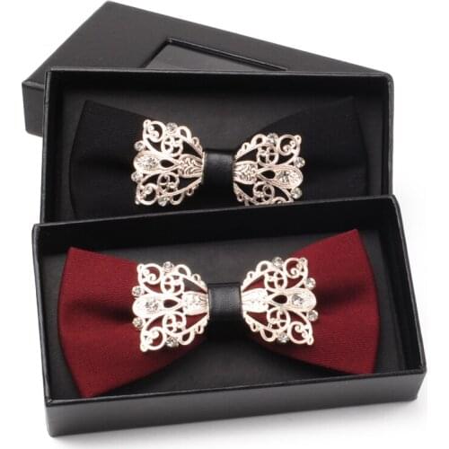 2019 New Arrivals High Quality Bow Tie for Men Party Wedding Butterfly Tie Fashion Metal Crown Bowtie with Rhinestone