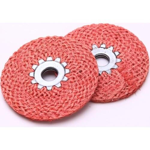 New 3pc/lot OD 100mm 4" Red Sisal Buffing Wheel Stainless Steel Metal Coarse Grinding Angle Grind
