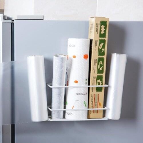 OTHERHOUSE Iron Kitchen Rack Shelf Fridge Kitchen Organizer Holder Cling Film Sauce Bottle Storage Rack Shelf Multifunction