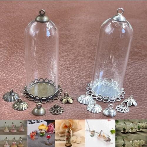 50x20mm hollow Cylinder glass tube bell jars locket pendant glass bottle vial cover dome pendant handmade jewelry home decor