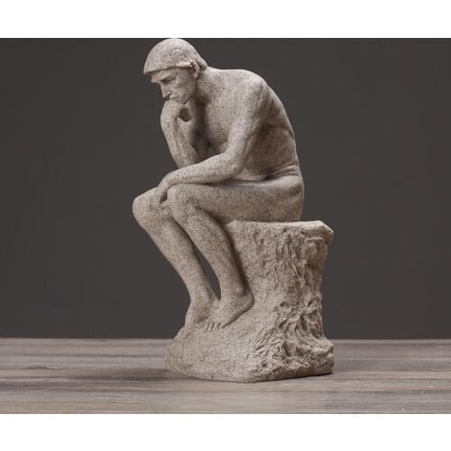 Retro Abstraction Auguste Rodin The Thinker Bust Statue Character Plaster Desktop Decoration Office Resin Craftwork