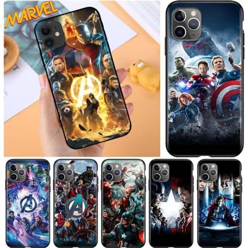 Marvel Avengers hero for Apple iPhone 12 Pro Max Mini 11 Pro XS Max X XR 6S 6 7 8 Plus 5S SE2020 Soft Black Phone Case