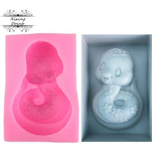 Twelve zodiac 3D cartoon snake shape silicone mold soft candy chocolate mold cake decoration tool clay mold
