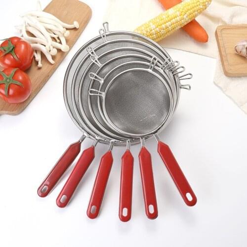 Flour Sieve Colander Screen Mesh Handheld Tea Strainer Mesh Flour Oil Strainer Stainless Steel Kitchen Sieves Tools 6 Size
