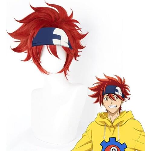 SK8 The Infinity Reki Kyan Cosplay Wig WIth Headband SK8 Cosplay Red Short Men Wigs Cosplay Costume