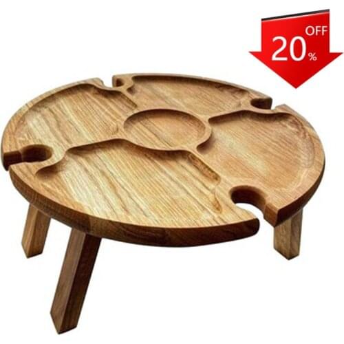 Original Wooden Outdoor Tables Folding Picnic-table With Glass Holder 2 In 1 Wine Glass Rack Outdoor Wine Table Wood Table