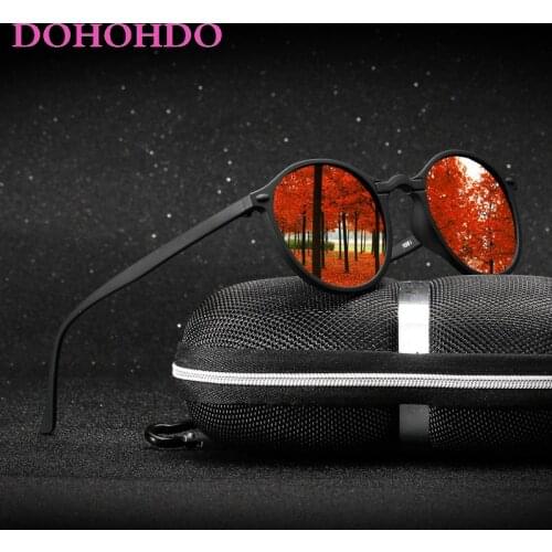 DOHOHDO New Women Round Polarized Sunglasses Retro Vintage Driving Steampunk Eyewear Male Small Sun Glasses Gafas Ciclismo UV400