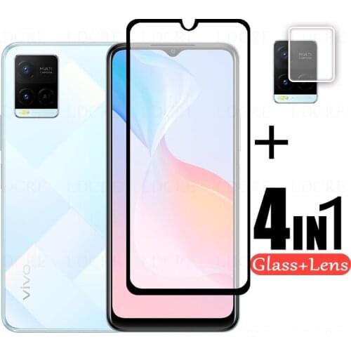2Pcs For Vivo Y21 Glass Full Cover Glass Screen Len Glass for Vivo Y21 5G Screen Protector Camera Film For Vivo Y21 Y31 V21E V21