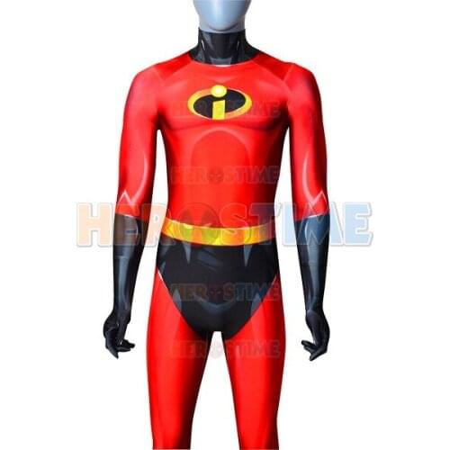The Incredibles Mr Incredible Superhero Costume 3D Print Spandex Mr Incredible Superhero Costume Zentai Bodysuit for Halloween