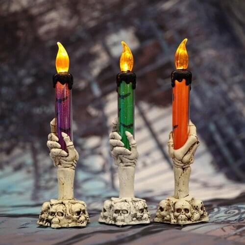 LED Halloween Candle Light House Decoration Bar Decoration Props Horror Skull Head Lamp Halloween Decoration Party Decoration