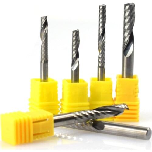 Carbide cutting tip, spiral flute milling cutter with straight tip, 1 piece