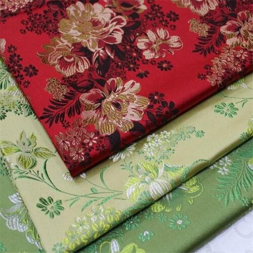CF918 Peony Jacquard Brocade Red/Green/Yellow Jacquard Fabrics Chinese Style Dress Clothes Home Textile Patchwork Fabric