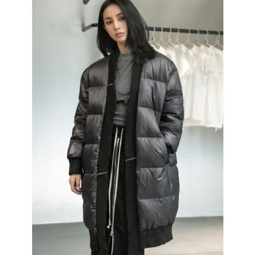 Owen seak Women Long Down Coats Jackets Gothic Style Clothing Winter Dust High Street Windbreaker Black Jacket
