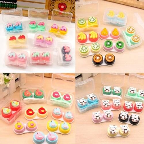 1pcs Candy Color Contact Lenses Case Cute Fruit Pattern Box Small Contact Lens Case for Eyes Travel Contacts Lens Container Case