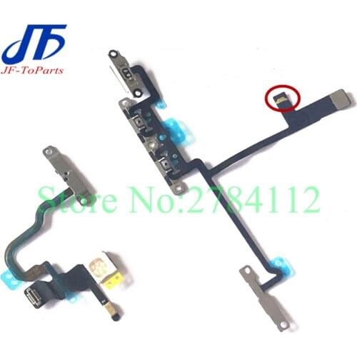 10pcs Power Flex Cable for iPhone X XR XS Max XSM On Off Switch Volume control with Metal Bracket LED Flash Replacement