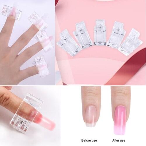 10 Pcs/lot Acrylic False Nail Clips Fake Nails for Fixed Nail Extension Clips Tool Clear Mold Nail Form Finger Nail Art Tools