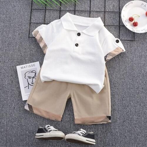 Boy Baby Sets Casual Clothing 2pcs Summer Outfits Short Sleeve Tops+Short New Fashion Children Suit For 2-7Years Kids