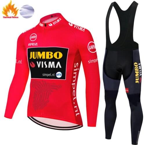 2021 Jumbo Visma Cycling Jersey Long sleeve MTB bicycle clothing winter fleece warm Men maillot ciclismo hombre