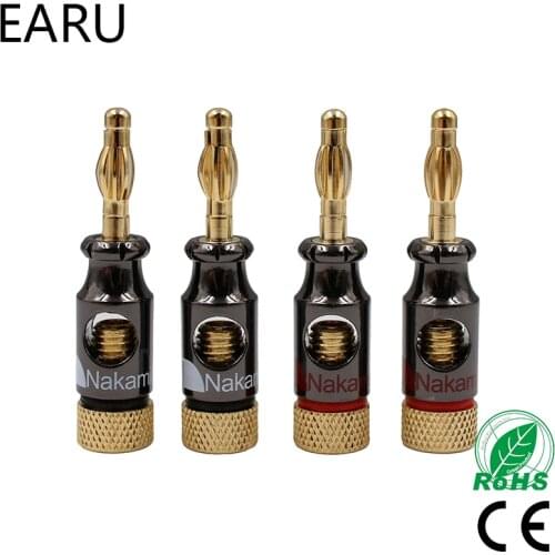 4Pcs Nakamichi 4mm Banana Plug Spiral Type 24K Gold Screw Stereo Speaker Audio Copper Terminal Adapter Electronic Connector
