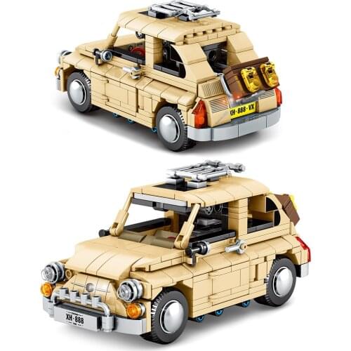 468Pcs Technic Fiated European Classic Car City Pull Back Vehicle Building Blocks Creator Bricks Toys Gifts For Children Kids