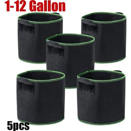 5pcs/lot 1 3 5 10 gallon fabric plant Grow Bags growing Pots garden Vegetable potato flower Planting Container Nursery gardening