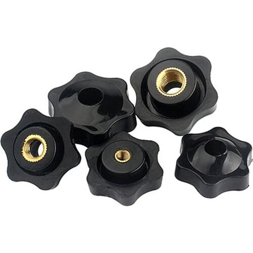 5pcs M4 M5 M6 M8 M10 M12 Plum Hand Tighten Nuts Handle Thread Mechanical Black Thumb Nuts Clamping Knob Manual Nuts