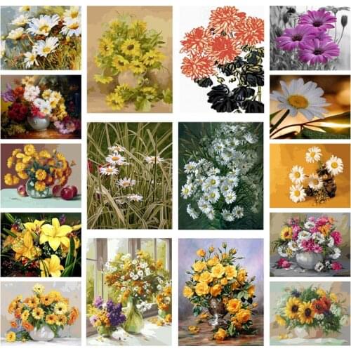 5D Diamond Painting Cross Stitch Yellow Flowers DIY Diamond Mosaic Full Round Drill Rhinestone Diamond Embroidery Home Decor