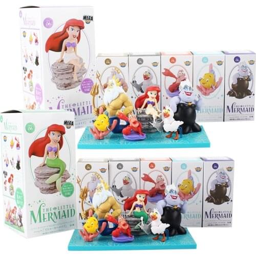 6pcs/lot Princess Figures Little Mermaid Ariel Sebastian Flounder Fish King Triton Scuttle Ursula WCF Model Toys
