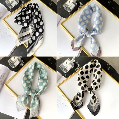 70*70cm Winter Fashion Wave Point Dot Scarf for Women Side Striped Scarf Sunscreen Shawl Elegant Square Scarves