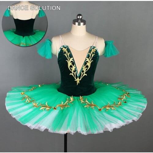 Green Professional Ballet Dance Tutu Costume for Child and Adult Ballerina Pancake Tutus Stage Show Costumes BLL082