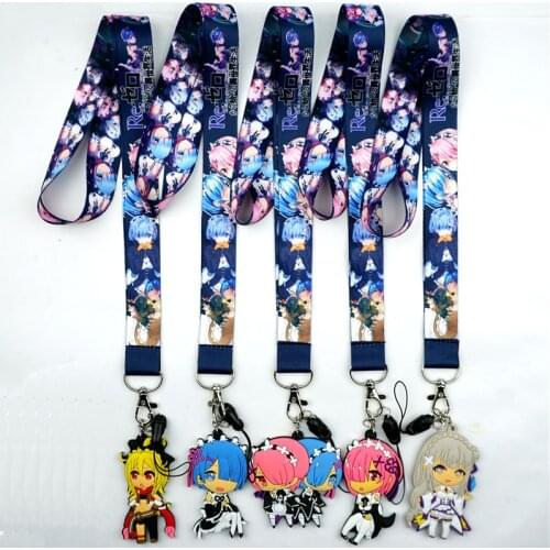 Re:Life In A Different World From Zero Ram Rem Lanyard Neck Straps ID Badge Holder Keyring Charms Mobile Phone Cosplay Keychain