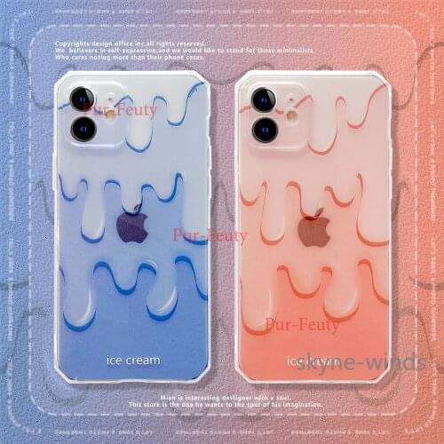 Ice cream gradient melting case for APPLE iPhone 11 12 Pro X XR XS Max anti-fall phone back cover coque for iPhone 7 8 Plus