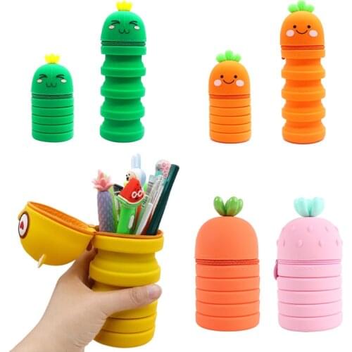 Children Silicone Learning Pencil Case High Capacity Shrink Pen Case Student Stationery Storage Box Storage Bag Pen Holder Gifts