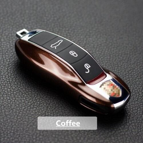 Coffee FOB Remote Key Case Key Cover Modified Key Shell Replacement fit Porsche Cayenne Macan 911 boxster cayman for Panamera