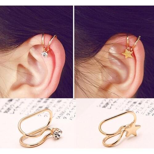 European and American fashion Joker personality geometric Pearl Ear Clip temperament decorations love Ear Clip Women