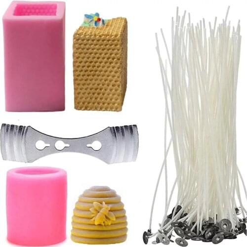 Candle Molds 3D Bee Honeycomb Beehive Silicone Mould for Homemade Beeswax Soap Crayon Wax Melt Hives Candle Making Supplie