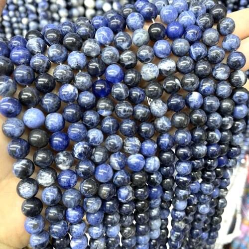 Natural Stone Old Blue Sodalite Round Loose Spacer Beads For Jewelry Making DIY Bracelet Necklace Accessories 2 3 4 6 8 10mm